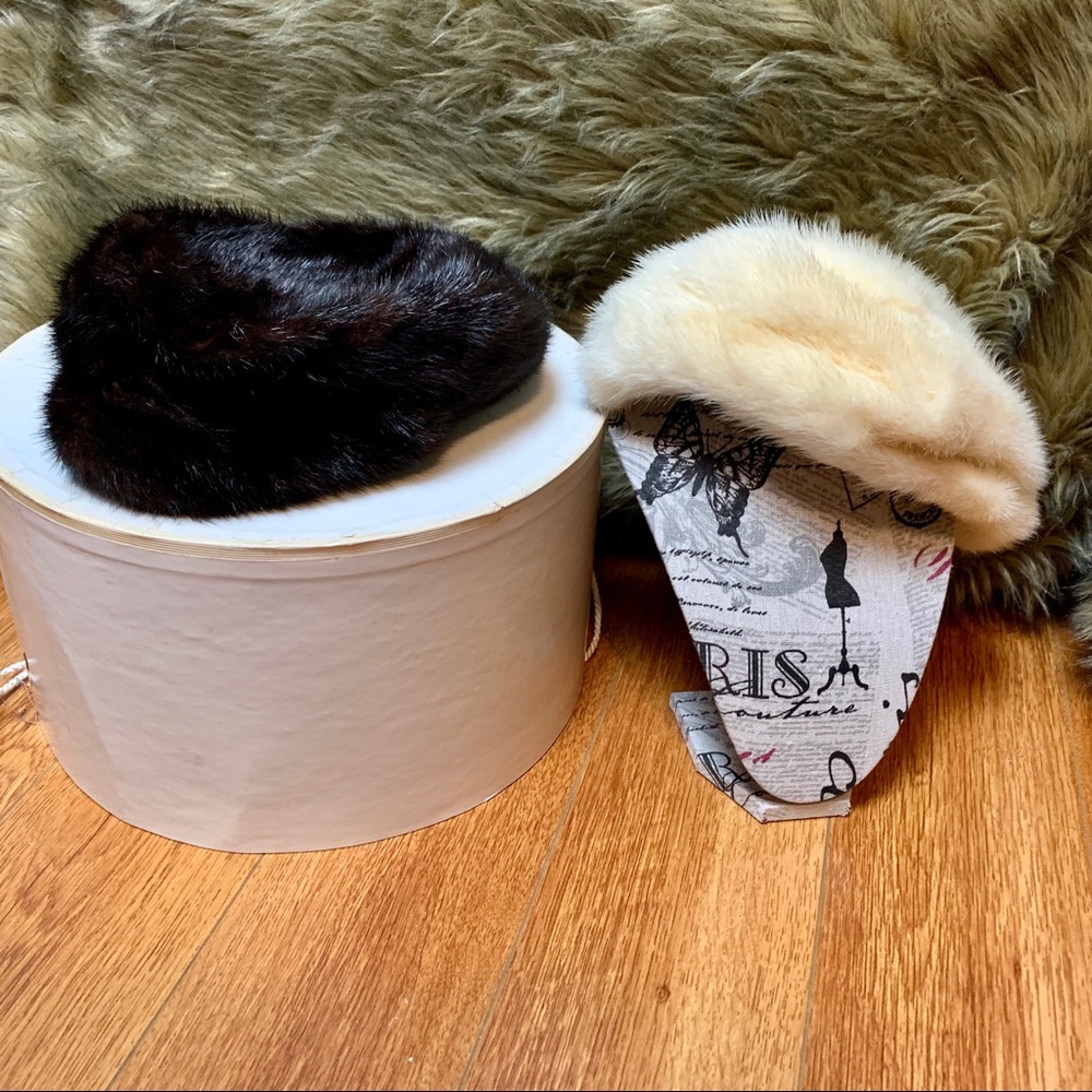 Bullocks Wilshire Off White Mink Fur Hat